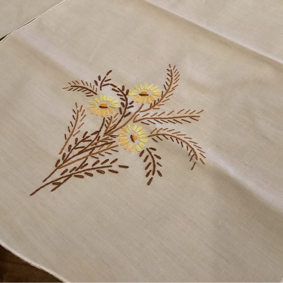 Vintage Hand Embroidered Cotton Table Toppers - Picture 2 of 2
